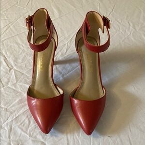 Dream Pairs Red Heels with Ankle Strap and Pointed Toe